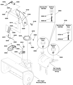 Chute And Rotation Group - Full Electric Diagram and Parts List for 1696257-01-BP2132SE  Briggs and Stratton Snow Blower